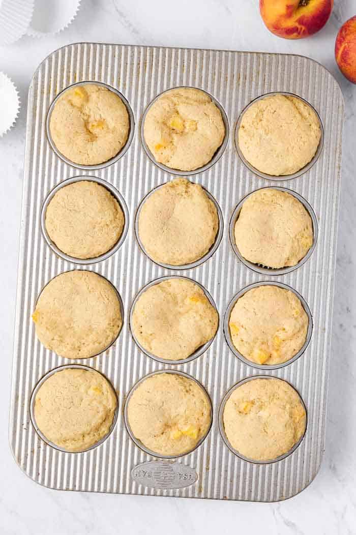 brown butter peach cupcakes