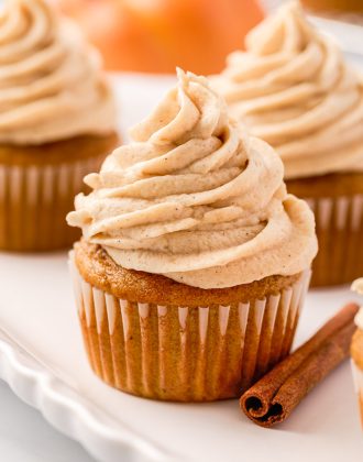 Pumpkin Spice Cupcakes with Brown Sugar Frosting