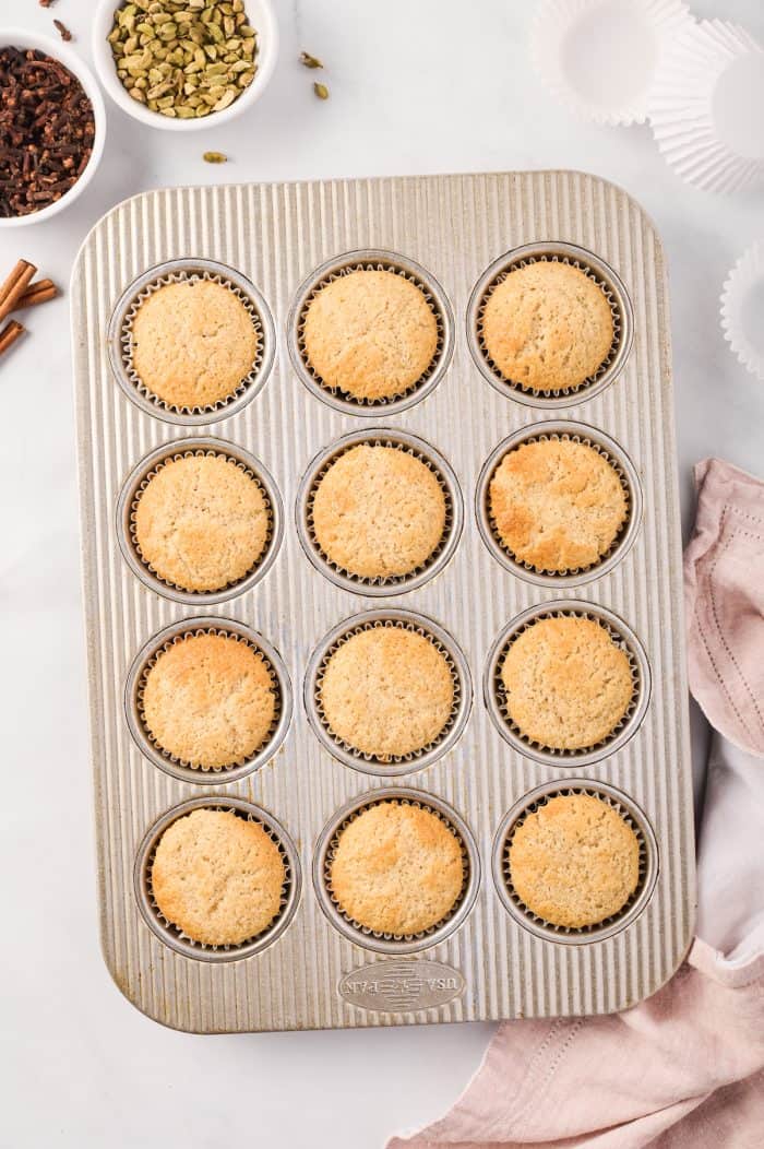 Freshly baked chai cupcakes.